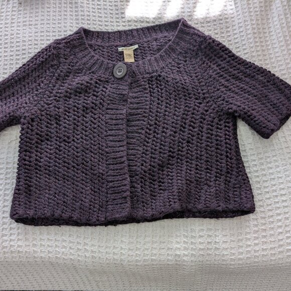 RUFF HEWN Wool Blend Short Sleeve Sweater Cardigan - Picture 1 of 6